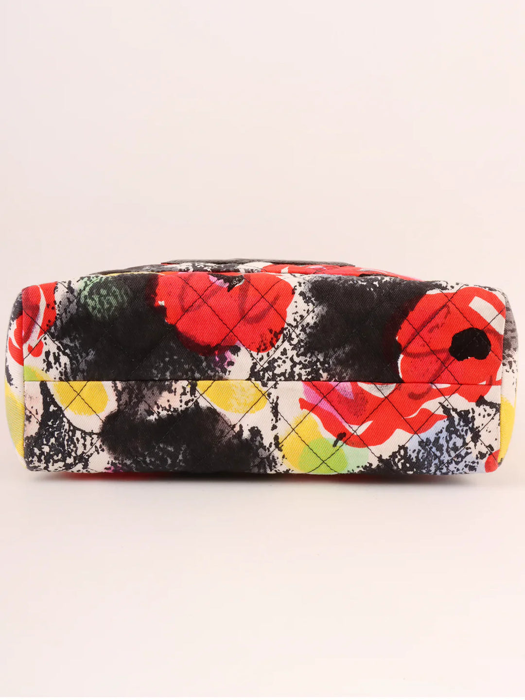 Chanel Around 1997 Made Cotton Camellia Pattern Cc Mark Top Handle Bag Multi