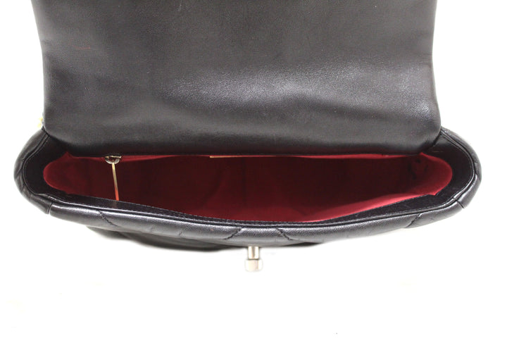 Top Quality Chanel 19 Medium Black Quilted Lambskin Leather Shoulder Crossbody Bag