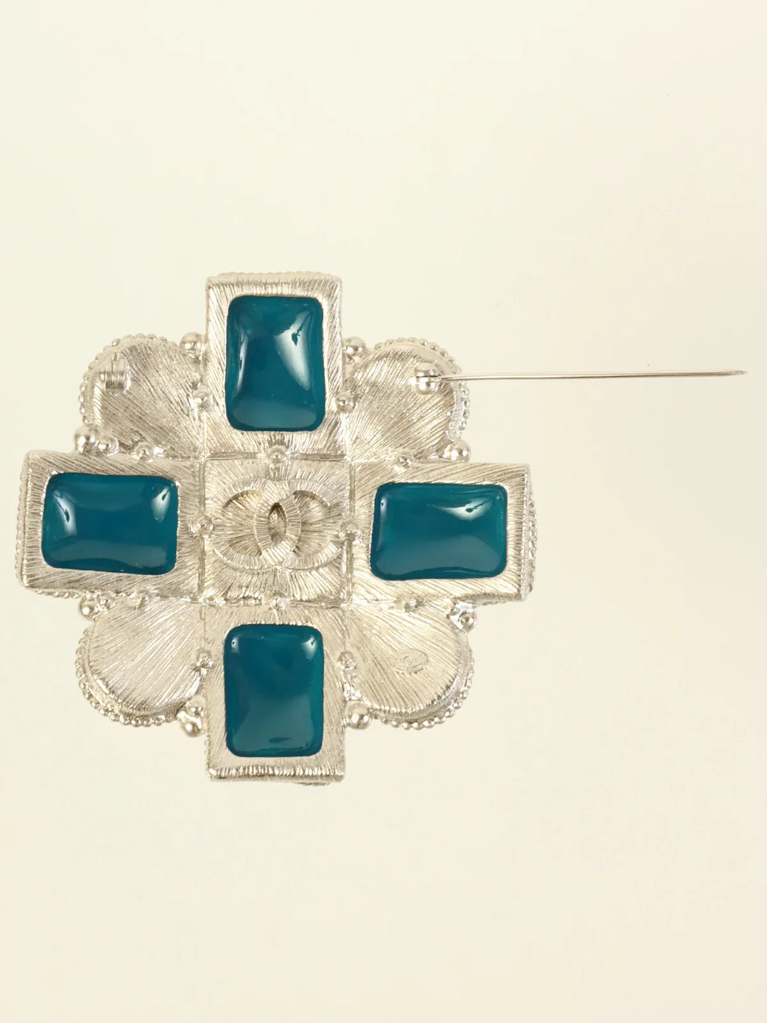 Chanel 2013 Made Pearl Cc Mark Brooch Silver/Blue/White
