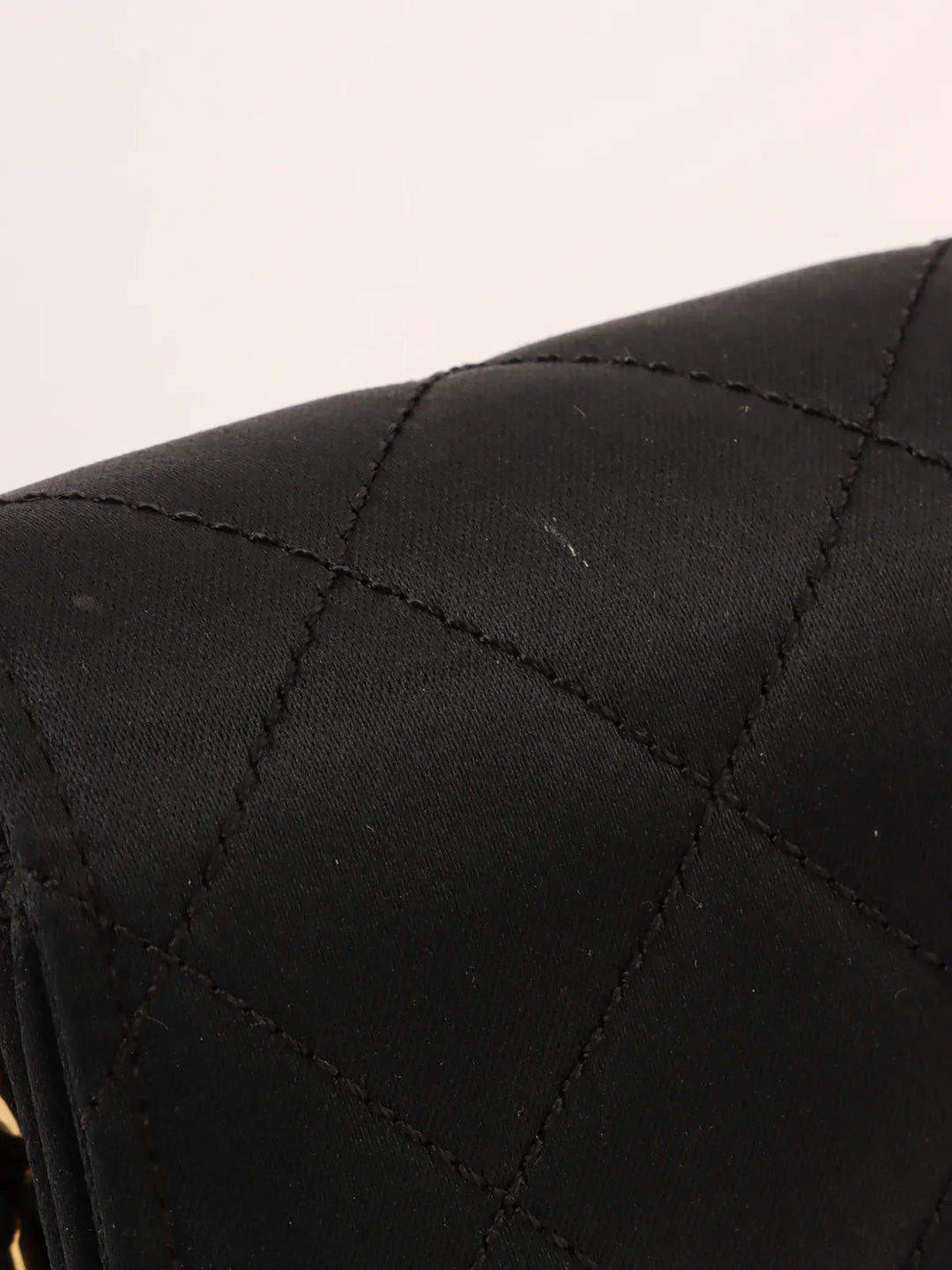 Chanel Around 1985~1990 Made Silk Satin Cc Mark Plate Chain Bag Mini Black