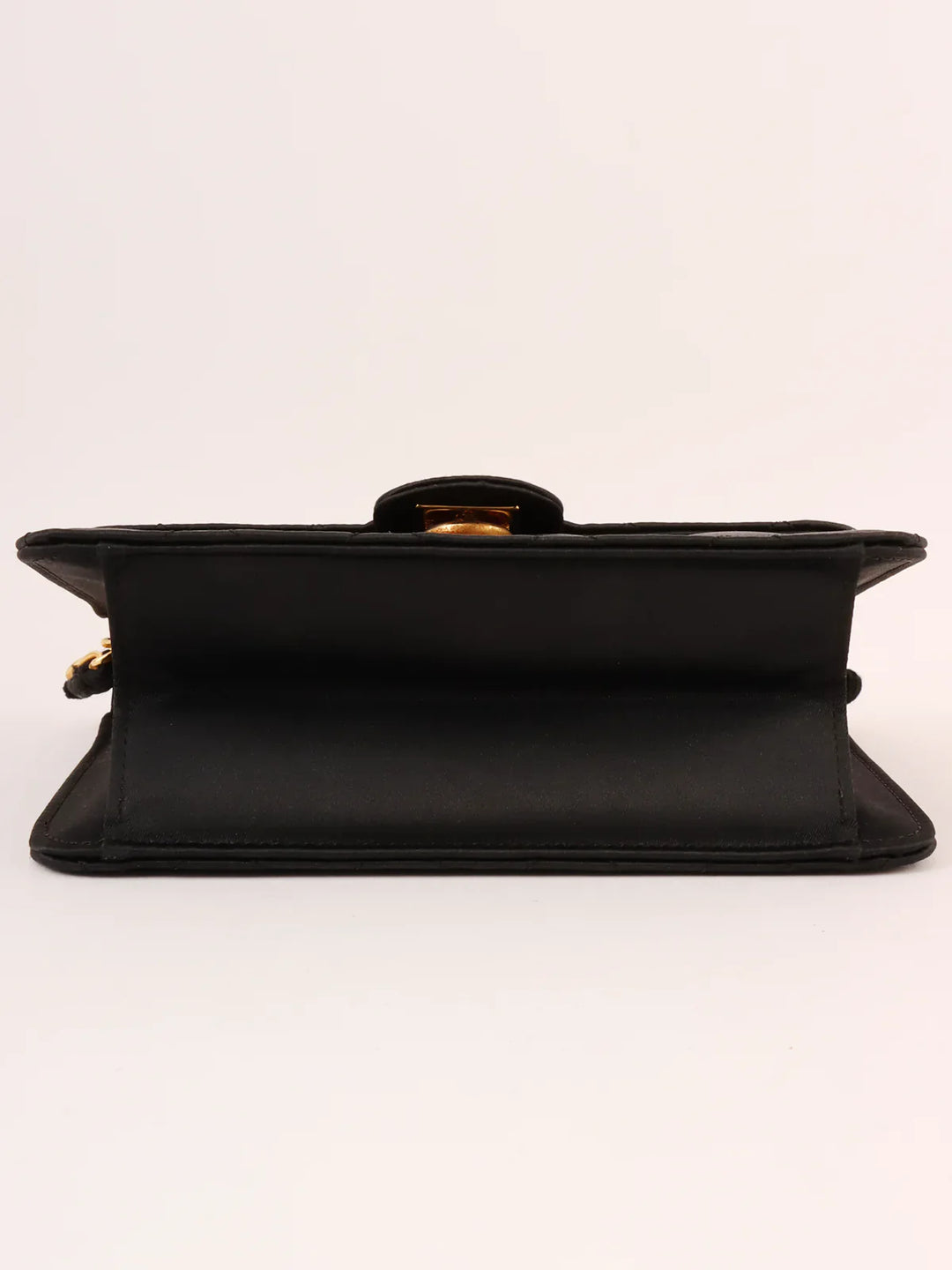 Chanel Around 1985~1990 Made Silk Satin Cc Mark Plate Chain Bag Mini Black
