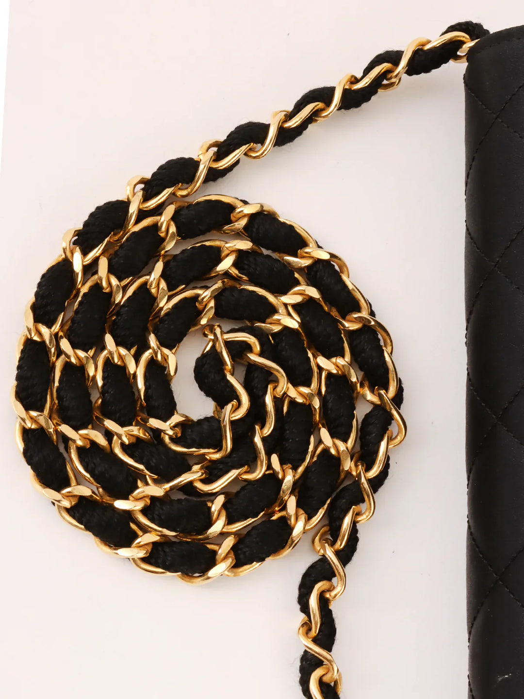 Chanel Around 1985~1990 Made Silk Satin Cc Mark Plate Chain Bag Mini Black