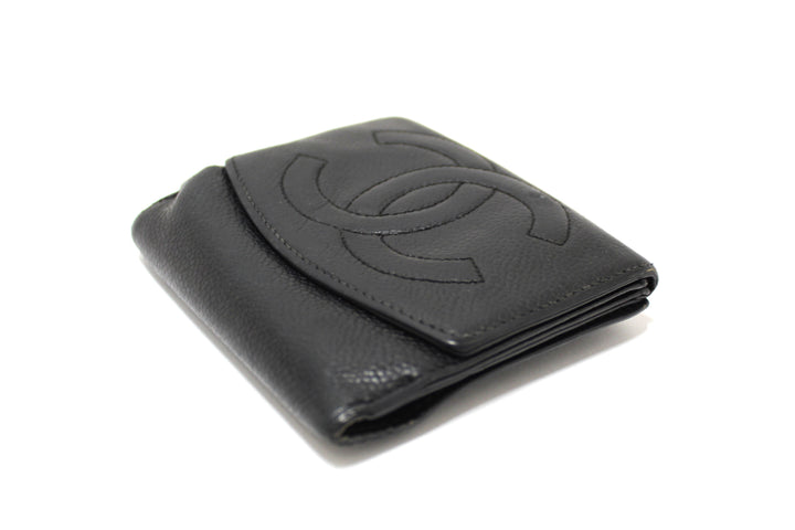 Vintage Top Quality Chanel Black Caviar Leather Timeless CC Small Wallet