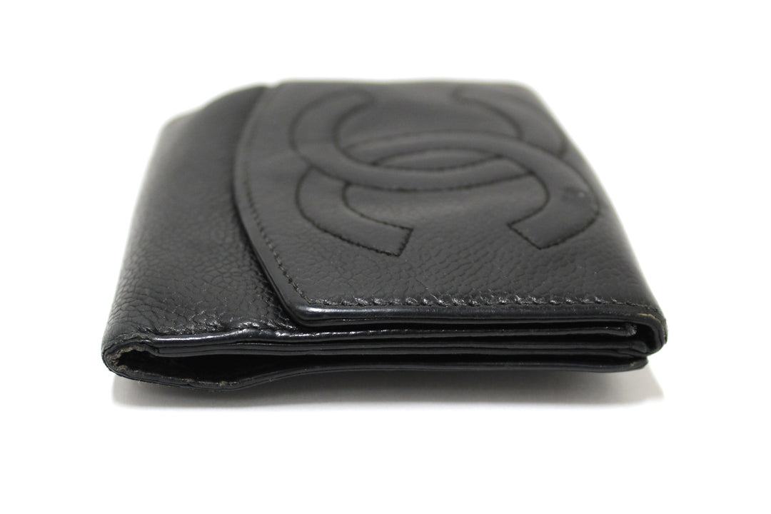 Vintage Top Quality Chanel Black Caviar Leather Timeless CC Small Wallet