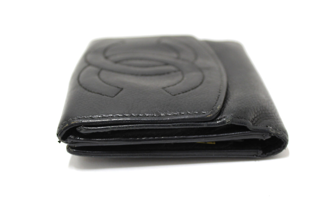 Vintage Top Quality Chanel Black Caviar Leather Timeless CC Small Wallet