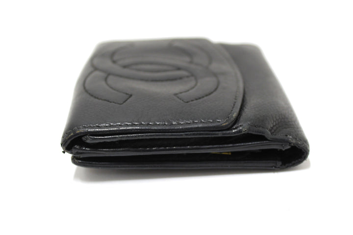 Vintage Top Quality Chanel Black Caviar Leather Timeless CC Small Wallet