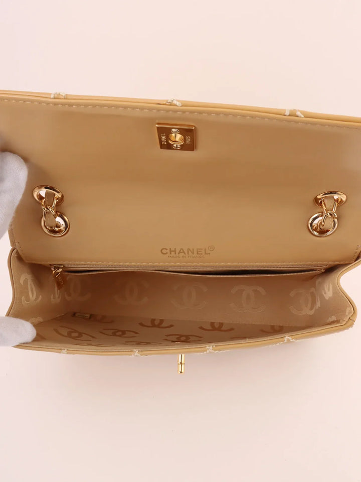 Chanel Around 2001 Made Wild Stitch Turn-Lock Chain Bag Beige
