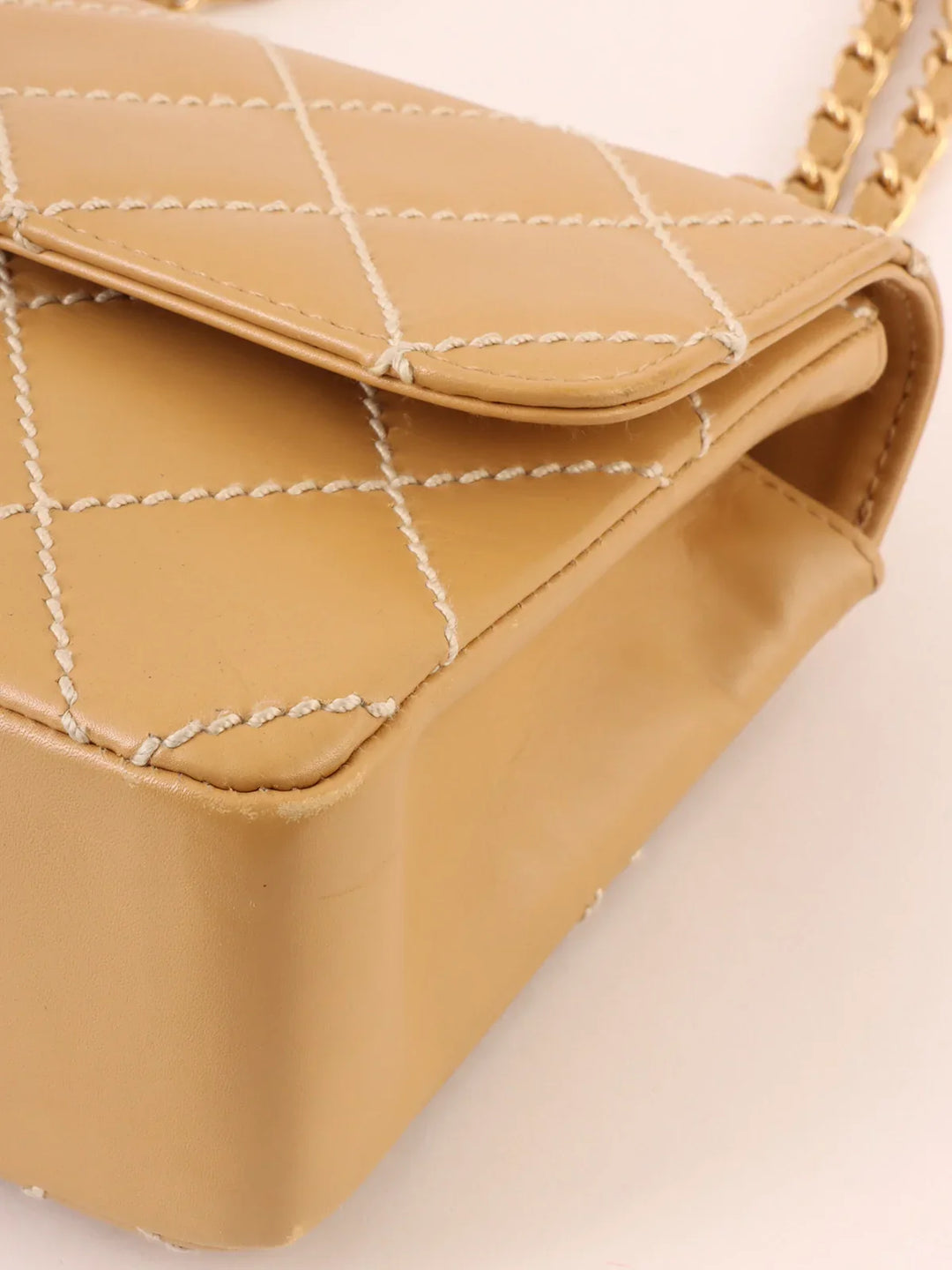 Chanel Around 2001 Made Wild Stitch Turn-Lock Chain Bag Beige