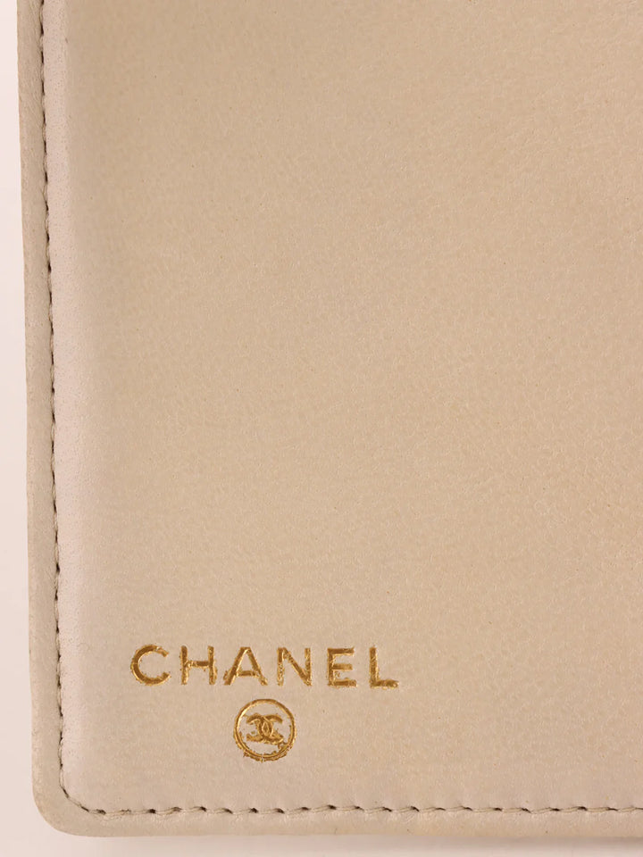 Chanel Around 2001 Made Caviar Skin Cc Mark Stitch Wallet Ivory