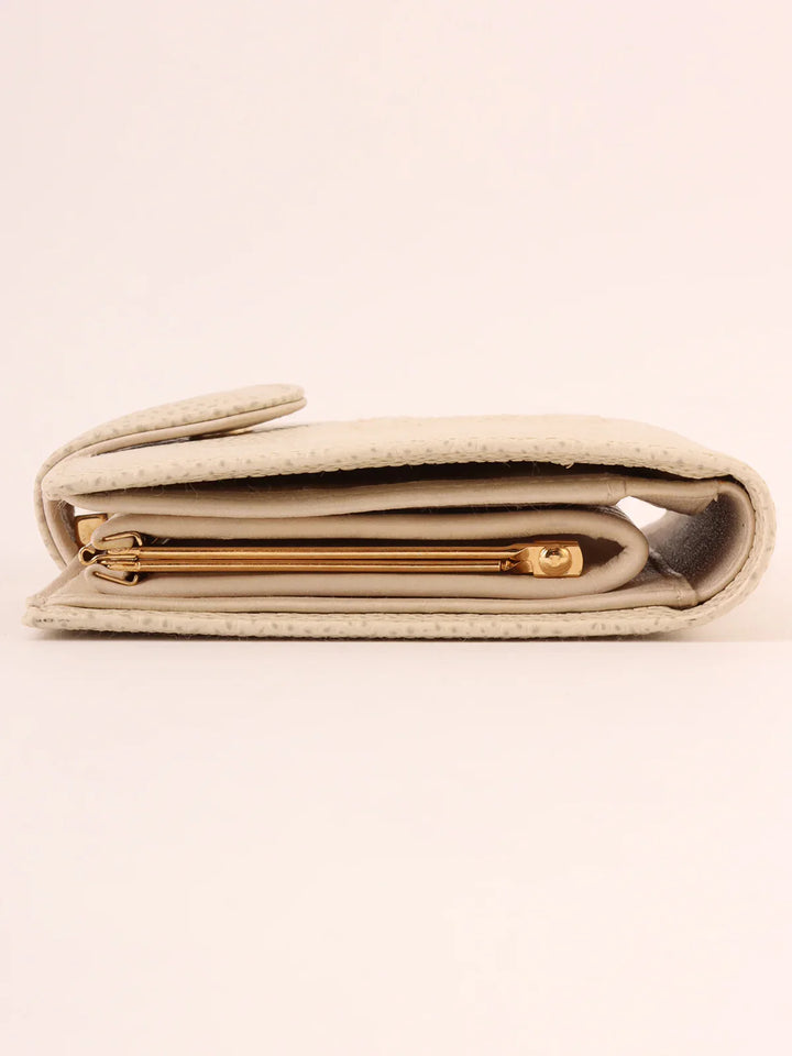 Chanel Around 2001 Made Caviar Skin Cc Mark Stitch Wallet Ivory