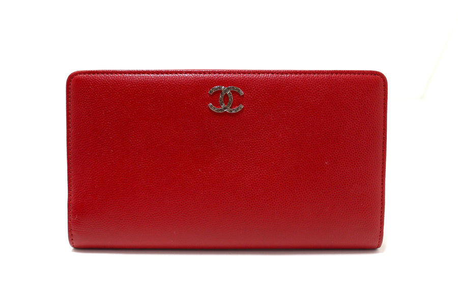 Chanel Red Caviar Leather Long Wallet | Italystation.com