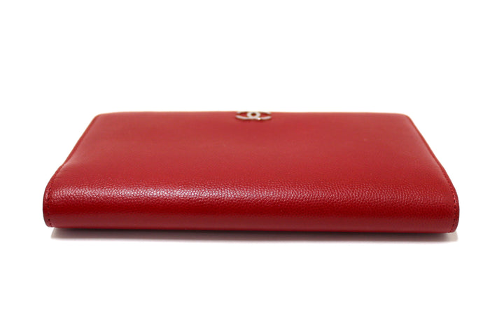Top Quality Chanel Red Caviar Leather Long Wallet