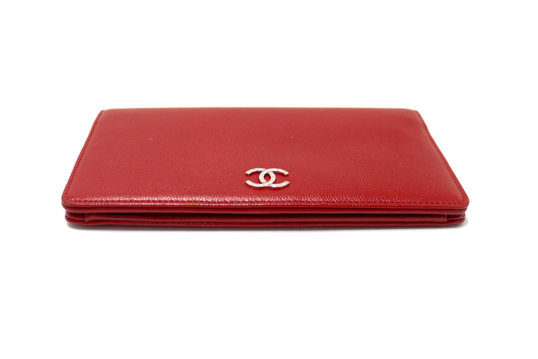 Top Quality Chanel Red Caviar Leather Long Wallet