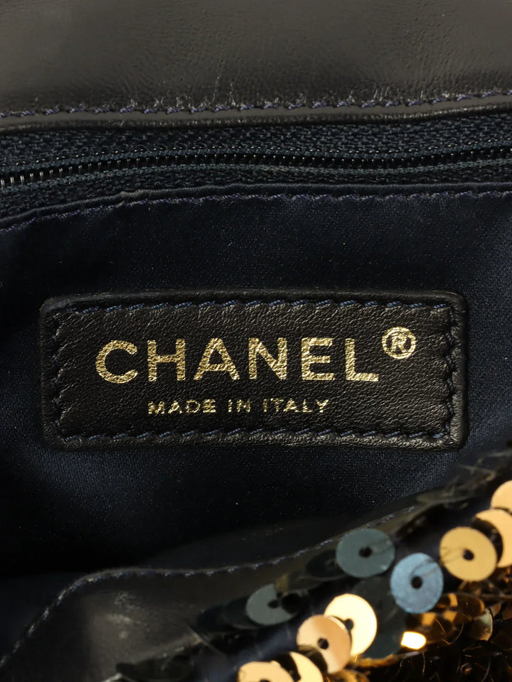 Chanel Around 2008 Made Sequin Cc Mark Chain Bag Gold/Black