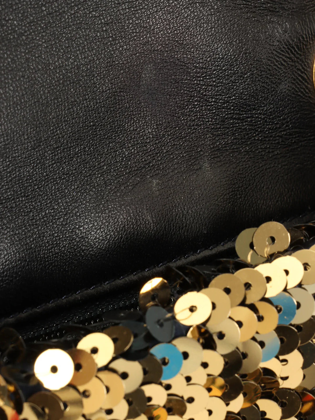 Chanel Around 2008 Made Sequin Cc Mark Chain Bag Gold/Black