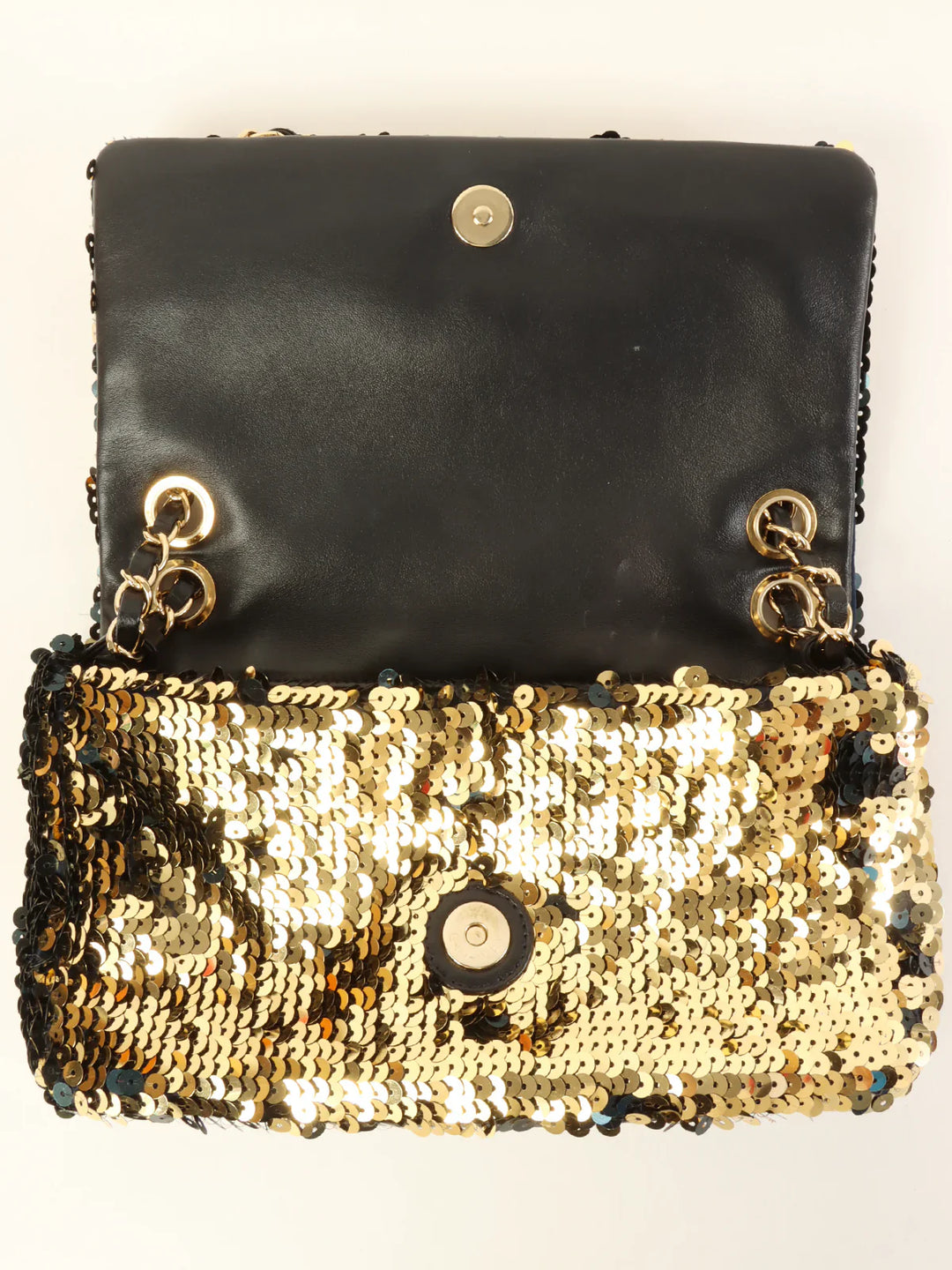 Chanel Around 2008 Made Sequin Cc Mark Chain Bag Gold/Black