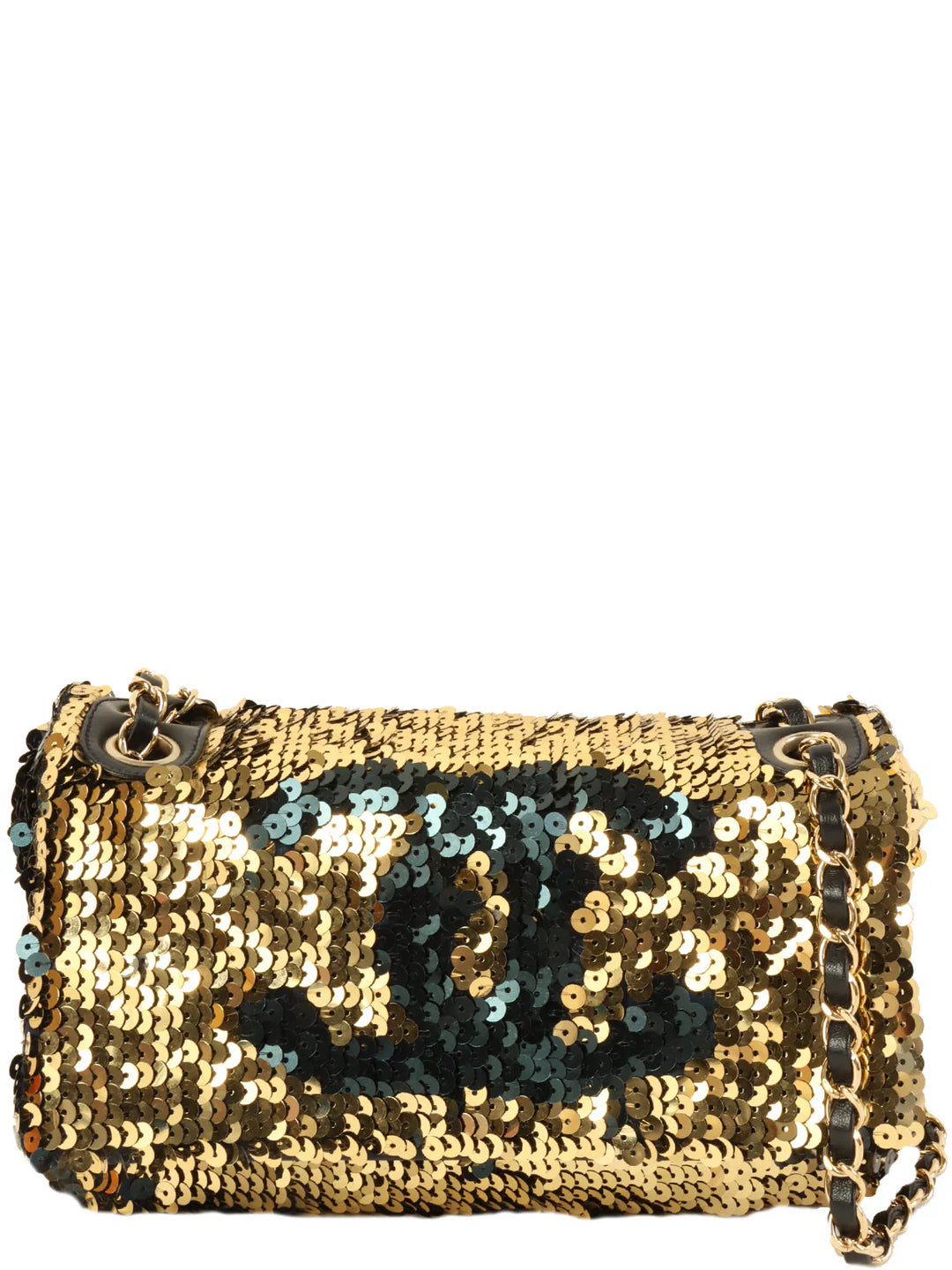 Chanel Around 2008 Made Sequin Cc Mark Chain Bag Gold/Black