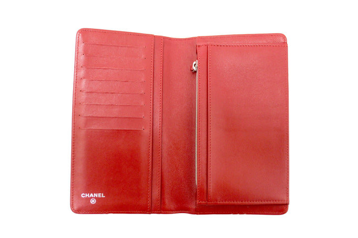 Top Quality Chanel Red Caviar Leather Long Wallet
