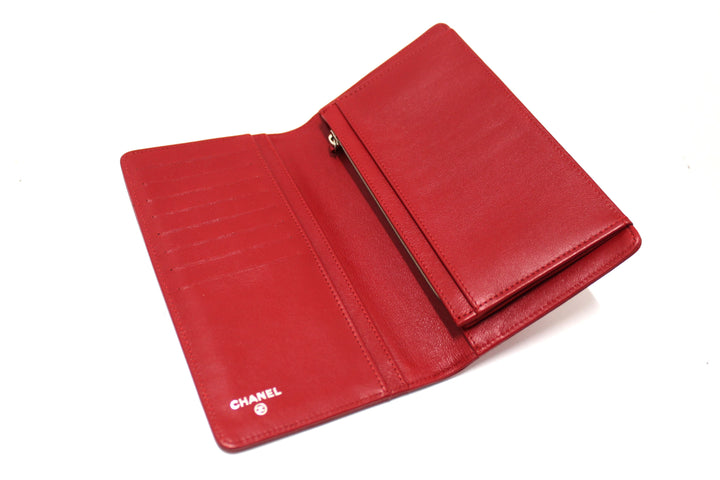 Top Quality Chanel Red Caviar Leather Long Wallet