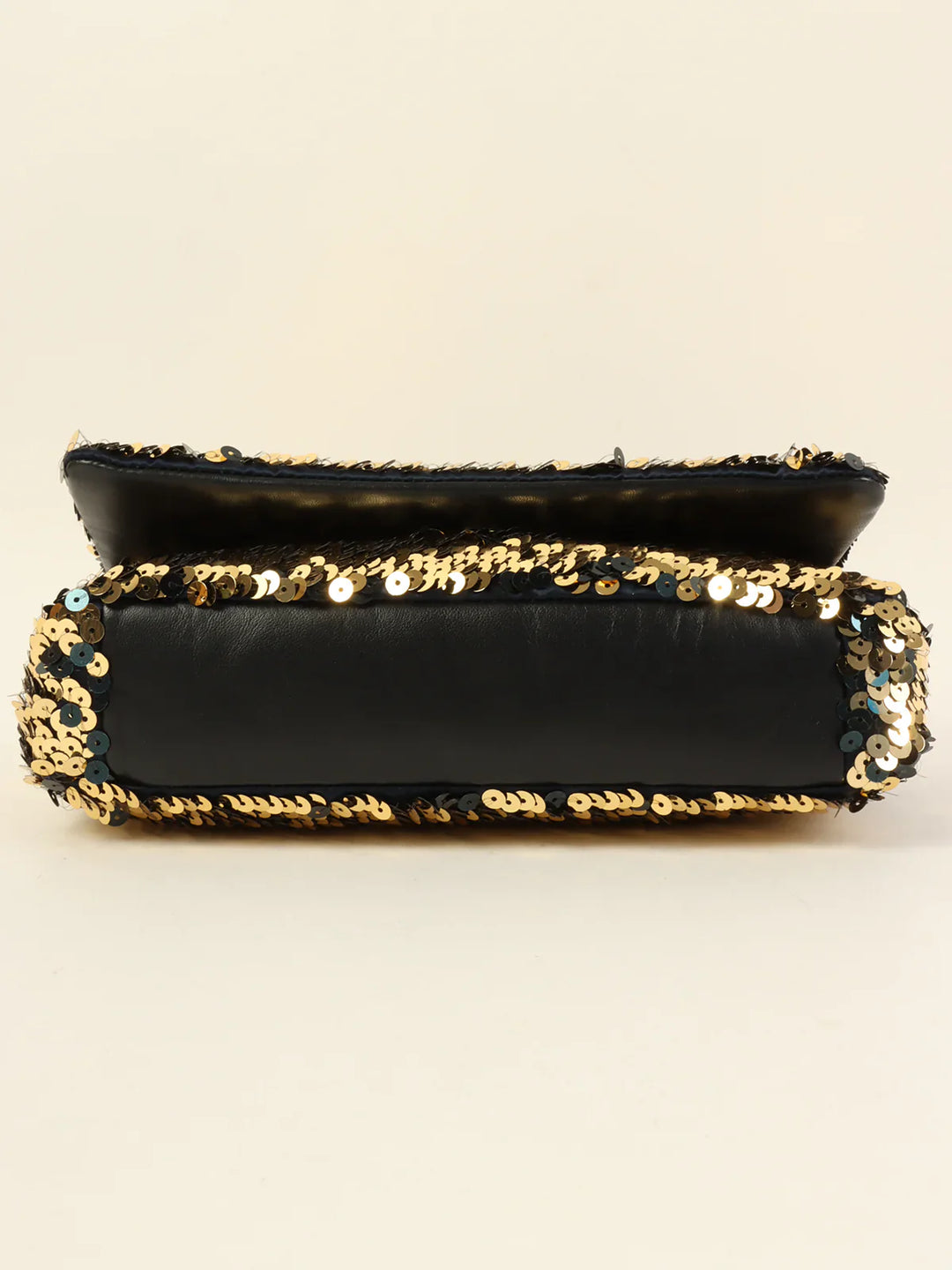 Chanel Around 2008 Made Sequin Cc Mark Chain Bag Gold/Black