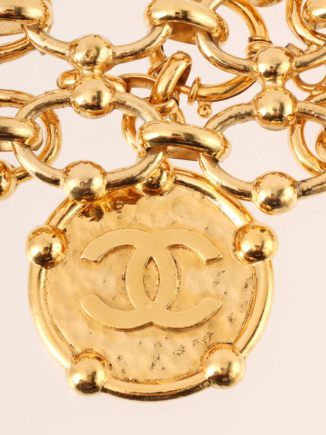 Chanel 1988 Made Round Cc Mark Plate Double Chain Bracelet Gold