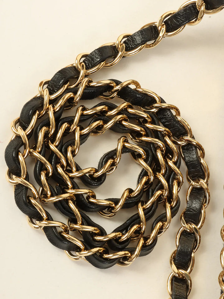 Chanel Around 2008 Made Sequin Cc Mark Chain Bag Gold/Black
