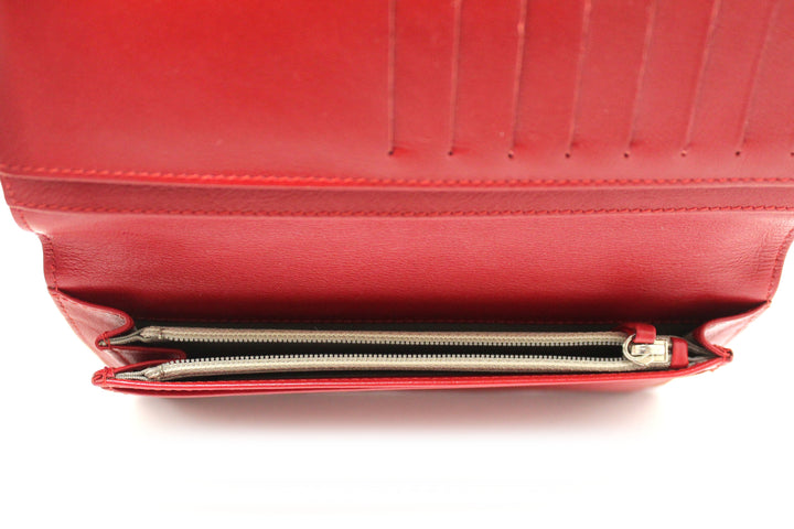 Top Quality Chanel Red Caviar Leather Long Wallet