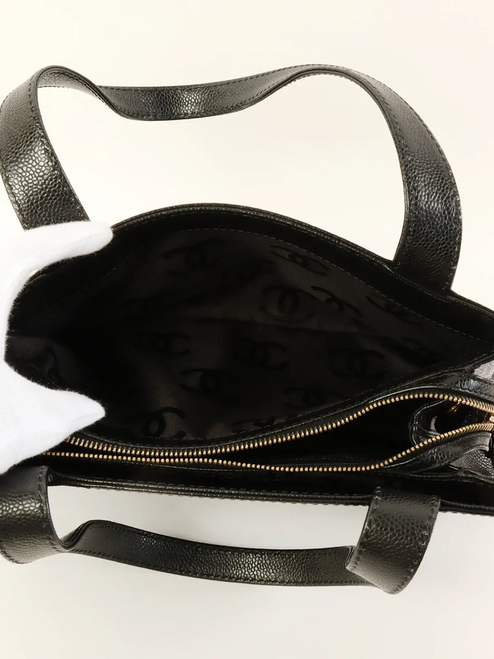 Chanel Around 2001 Made Caviar Skin Cc Mark Stitch Shoulder Bag Black