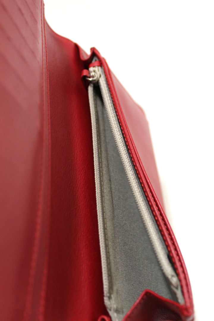 Top Quality Chanel Red Caviar Leather Long Wallet