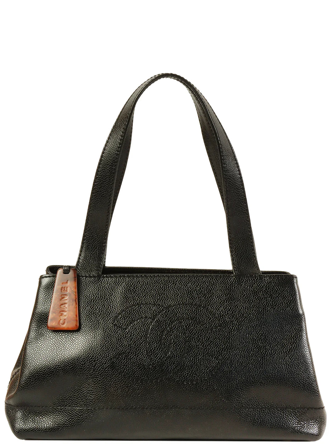 Chanel Around 2001 Made Caviar Skin Cc Mark Stitch Shoulder Bag Black