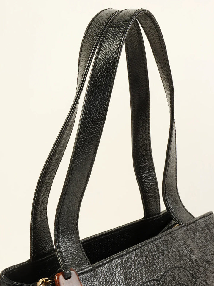 Chanel Around 2001 Made Caviar Skin Cc Mark Stitch Shoulder Bag Black