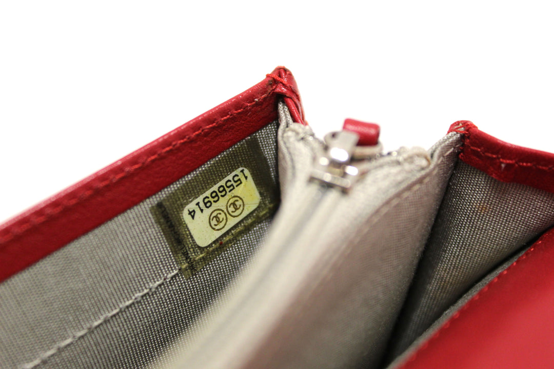 Top Quality Chanel Red Caviar Leather Long Wallet
