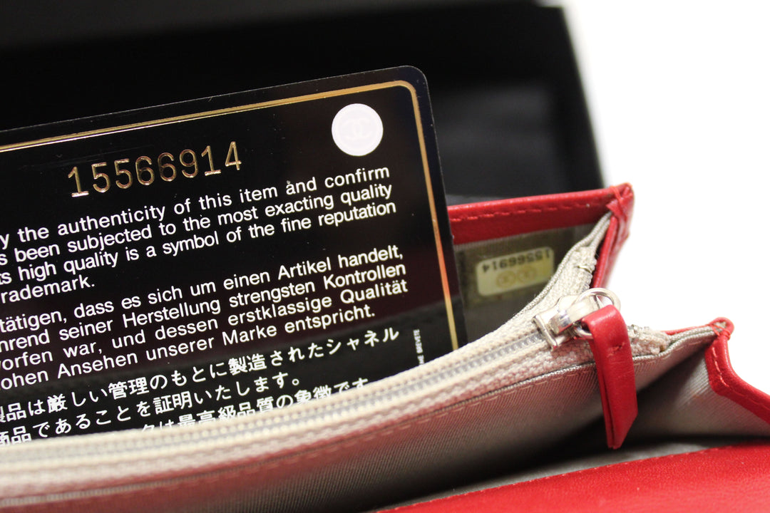 Top Quality Chanel Red Caviar Leather Long Wallet
