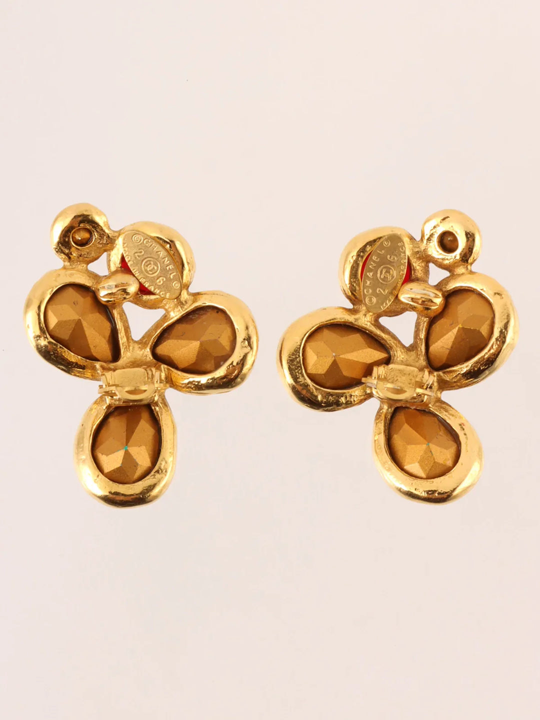 Chanel 1991 Made Gripoix Teardrop Motif Earrings Gold/Multi