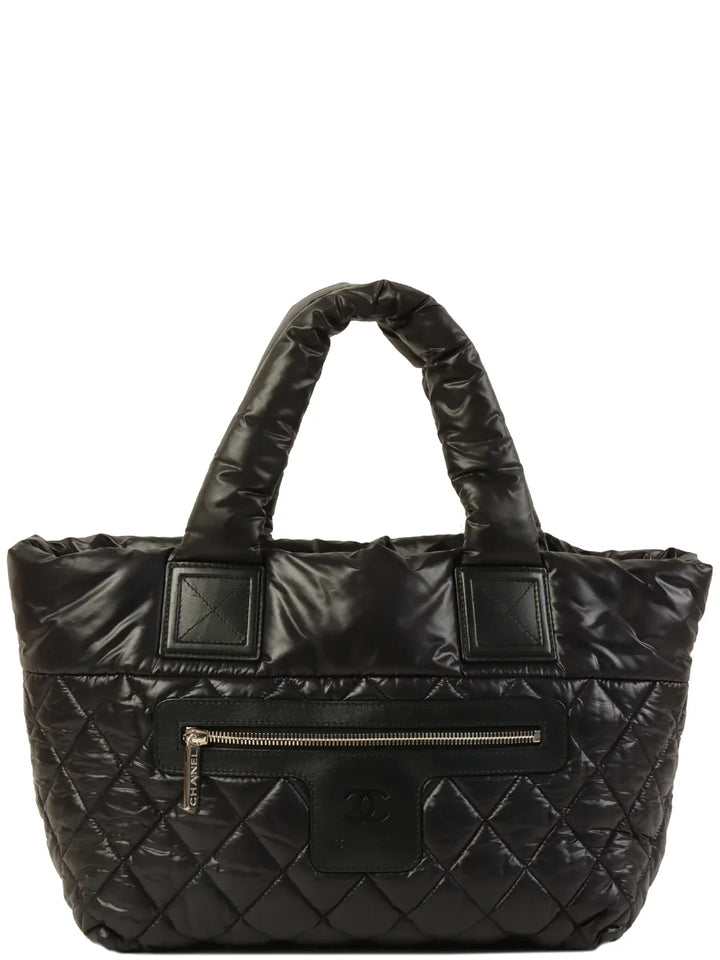 Chanel Around 2012 Made Nylon Coco Cocoon Tote Bag Black