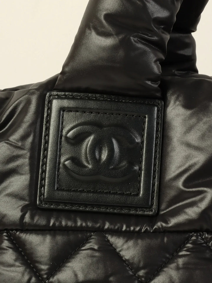 Chanel Around 2012 Made Nylon Coco Cocoon Tote Bag Black