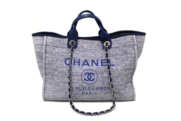 chanel blue tweed maxi deauville shopping tote | Shop Now at Italystation.com
