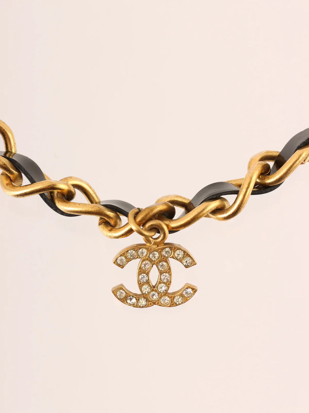 Chanel Patent Rhinestone Cc Mark Chain Choker Gold/Black