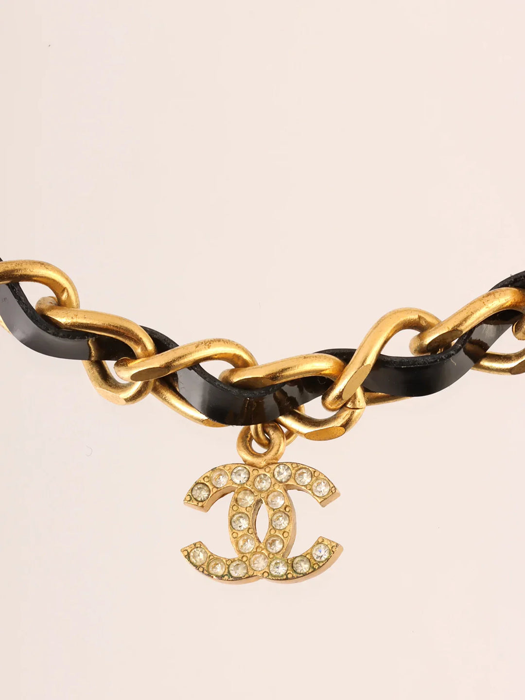 Chanel Patent Rhinestone Cc Mark Chain Choker Gold/Black