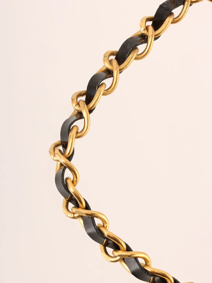 Chanel Patent Rhinestone Cc Mark Chain Choker Gold/Black