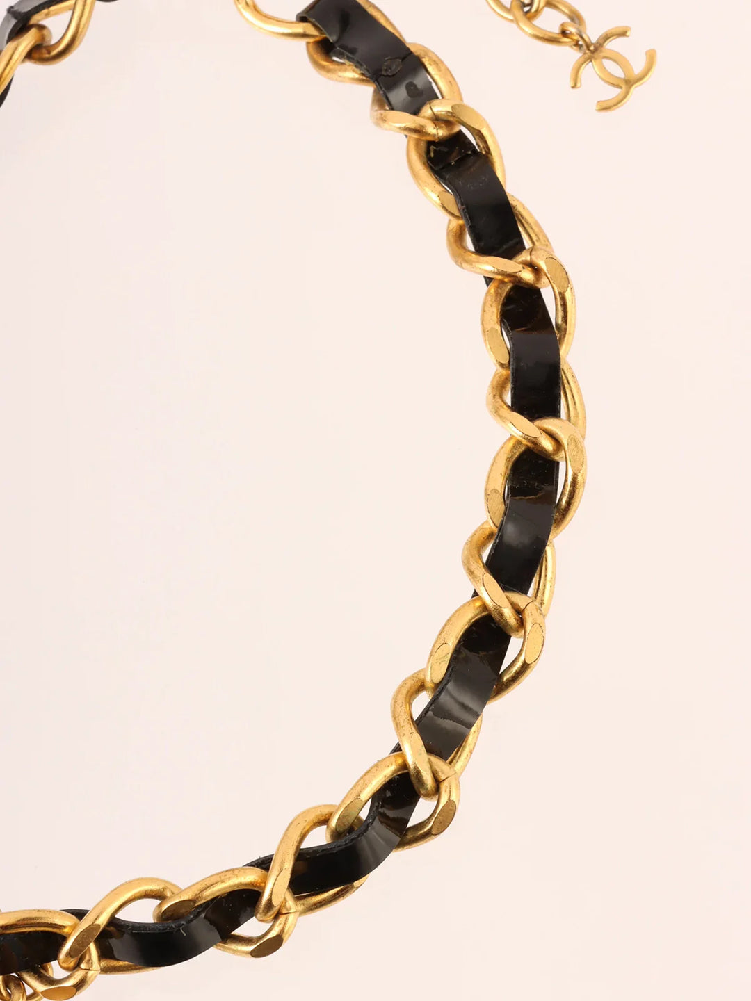 Chanel Patent Rhinestone Cc Mark Chain Choker Gold/Black