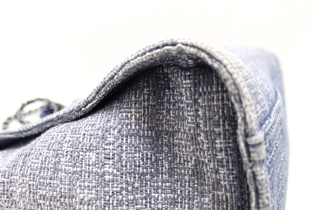 Top Quality Chanel Blue Tweed Maxi Deauville Shopping Tote