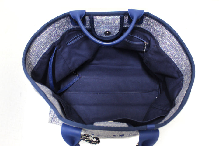 Top Quality Chanel Blue Tweed Maxi Deauville Shopping Tote