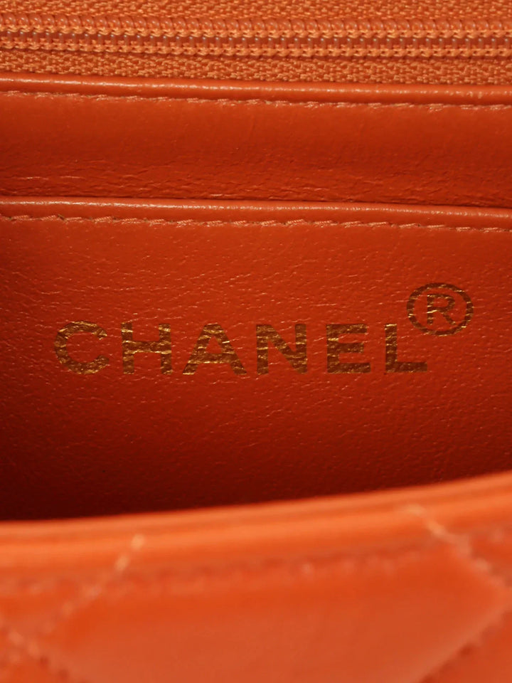 Chanel Around 1997 Made Turn-Lock Top Handle Bag Orange