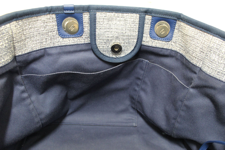 Top Quality Chanel Blue Tweed Maxi Deauville Shopping Tote
