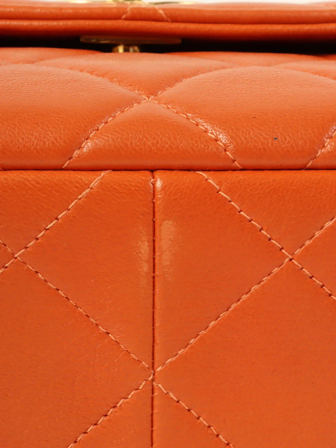 Chanel Around 1997 Made Turn-Lock Top Handle Bag Orange