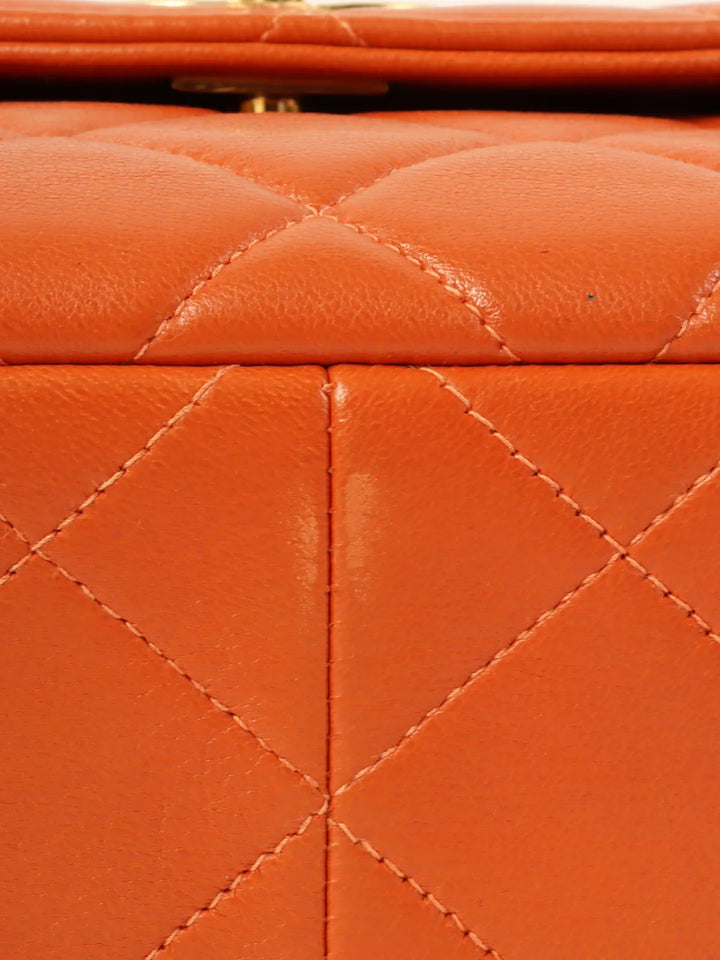 Chanel Around 1997 Made Turn-Lock Top Handle Bag Orange