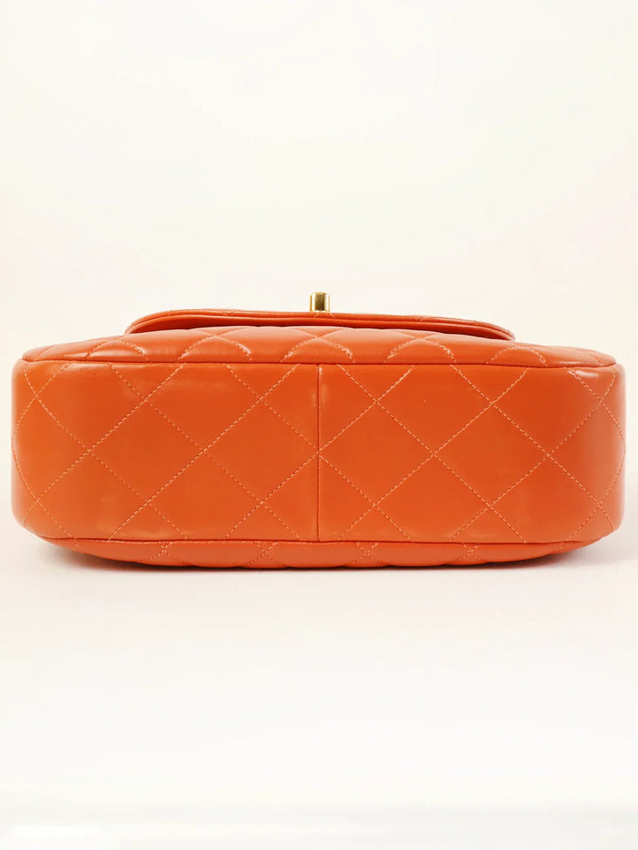 Chanel Around 1997 Made Turn-Lock Top Handle Bag Orange