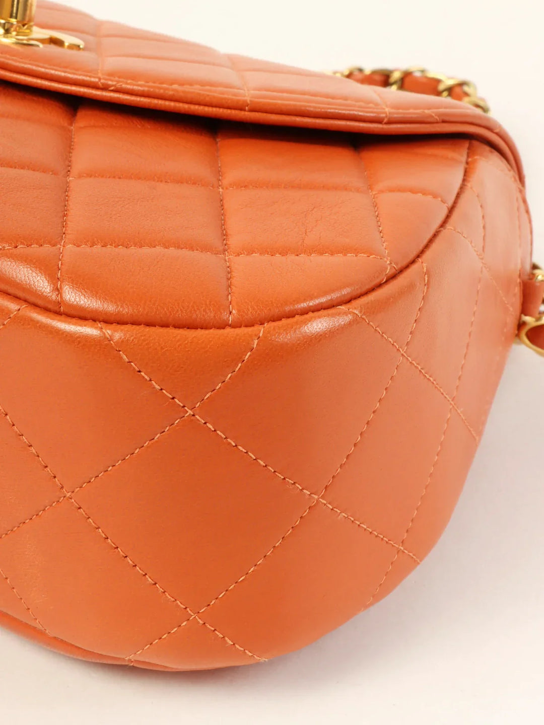 Chanel Around 1997 Made Turn-Lock Top Handle Bag Orange