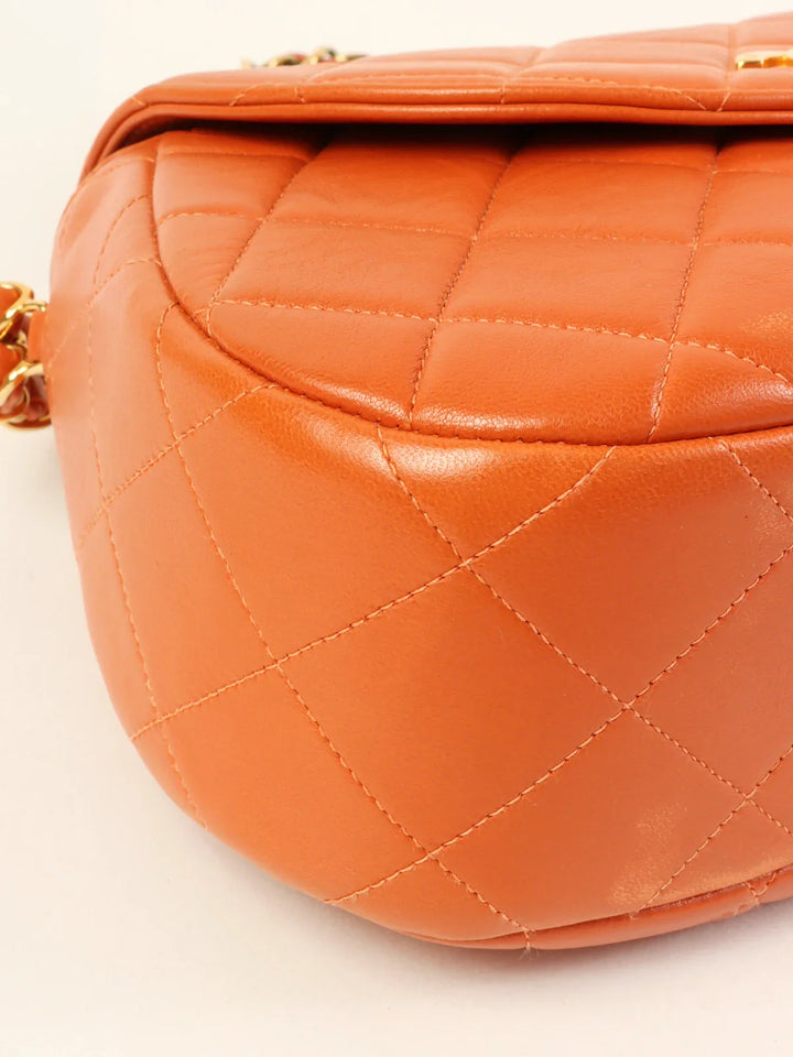 Chanel Around 1997 Made Turn-Lock Top Handle Bag Orange